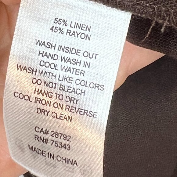 Brown Babydoll Linen Dress Mini Peasant Medium - Picture 9 of 11